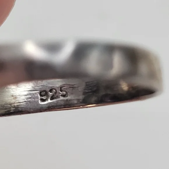 Sterling Silver Purple Glass Center Onyx Art Deco Style Ring Size 5 1/4 - Picture 13 of 13